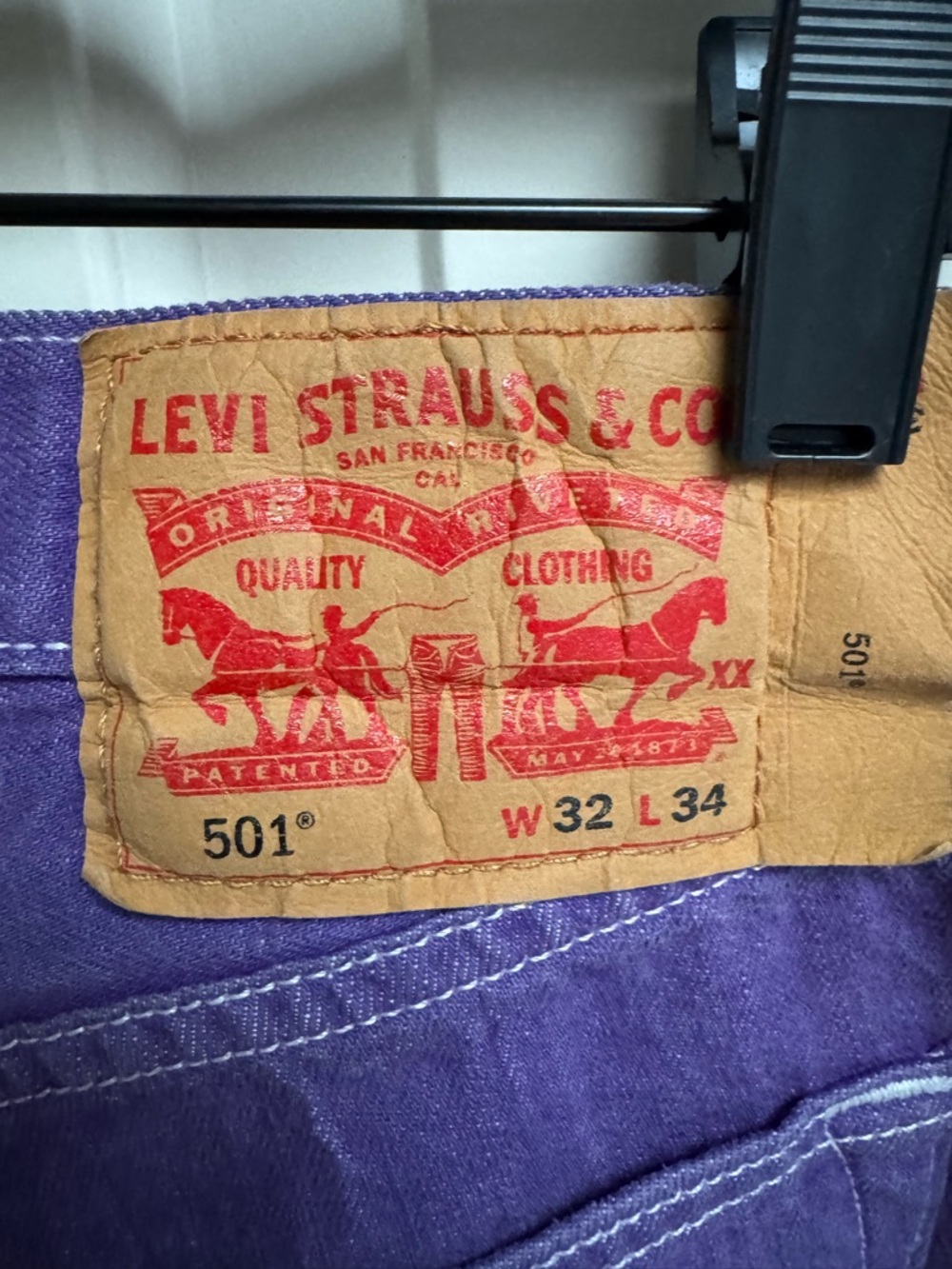 Levi's Men’s 501 Original Fit Purple Jeans - Picture 6 of 14